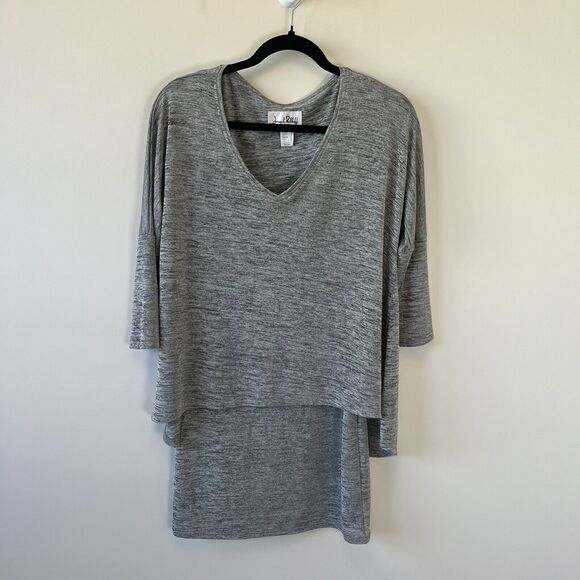 Joseph Ribkoff Womens Heathered Gray Layered V-Neck Tunic Top Lagenlook Size 4 - Picture 3 of 7
